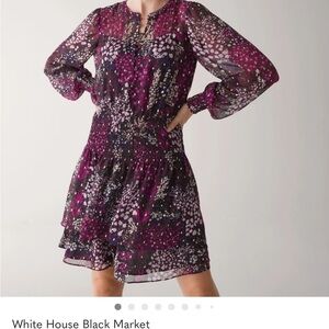 White House Black Market Multicolor Long Sleeve Dress